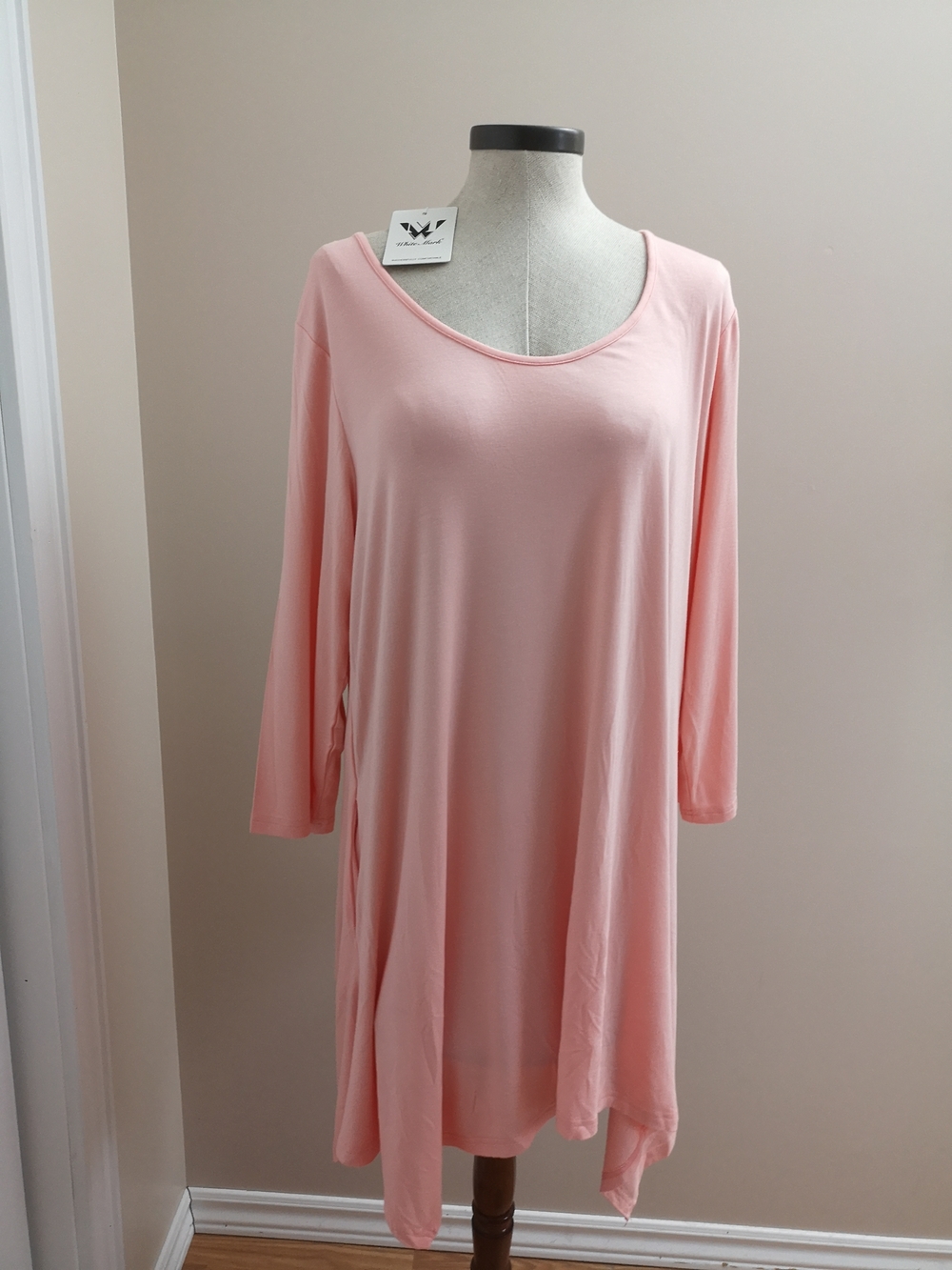 White Mark Coral Pink Makayla Scoop Neck Tunic Top 2XL